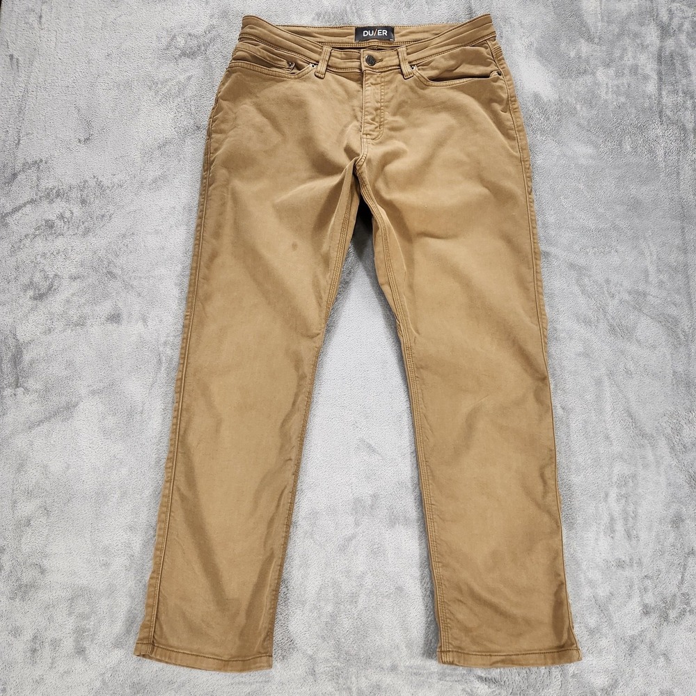 DU/ER‎ Jeans Mens 34x30 Beige N2X Relaxed Taper Stretch 5 Pocket Pants Casual